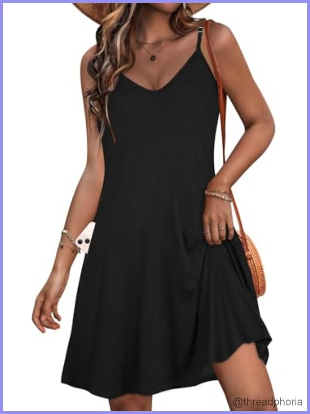 Womens Spaghetti Strap Sundress Pocket Beach Cover Up Casual Summer Dress